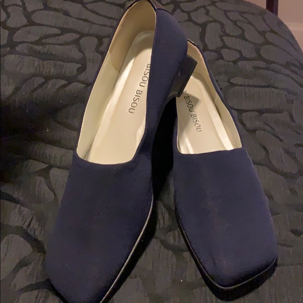 Navy slant heels